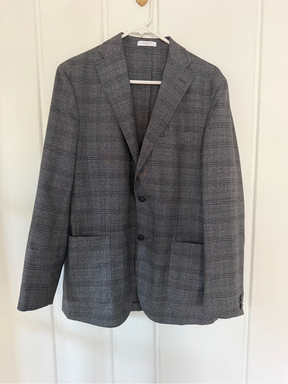 Boglioli Milano Gray Plaid Wool K.Jacket Sport Coat Blazer EU 50/US 40